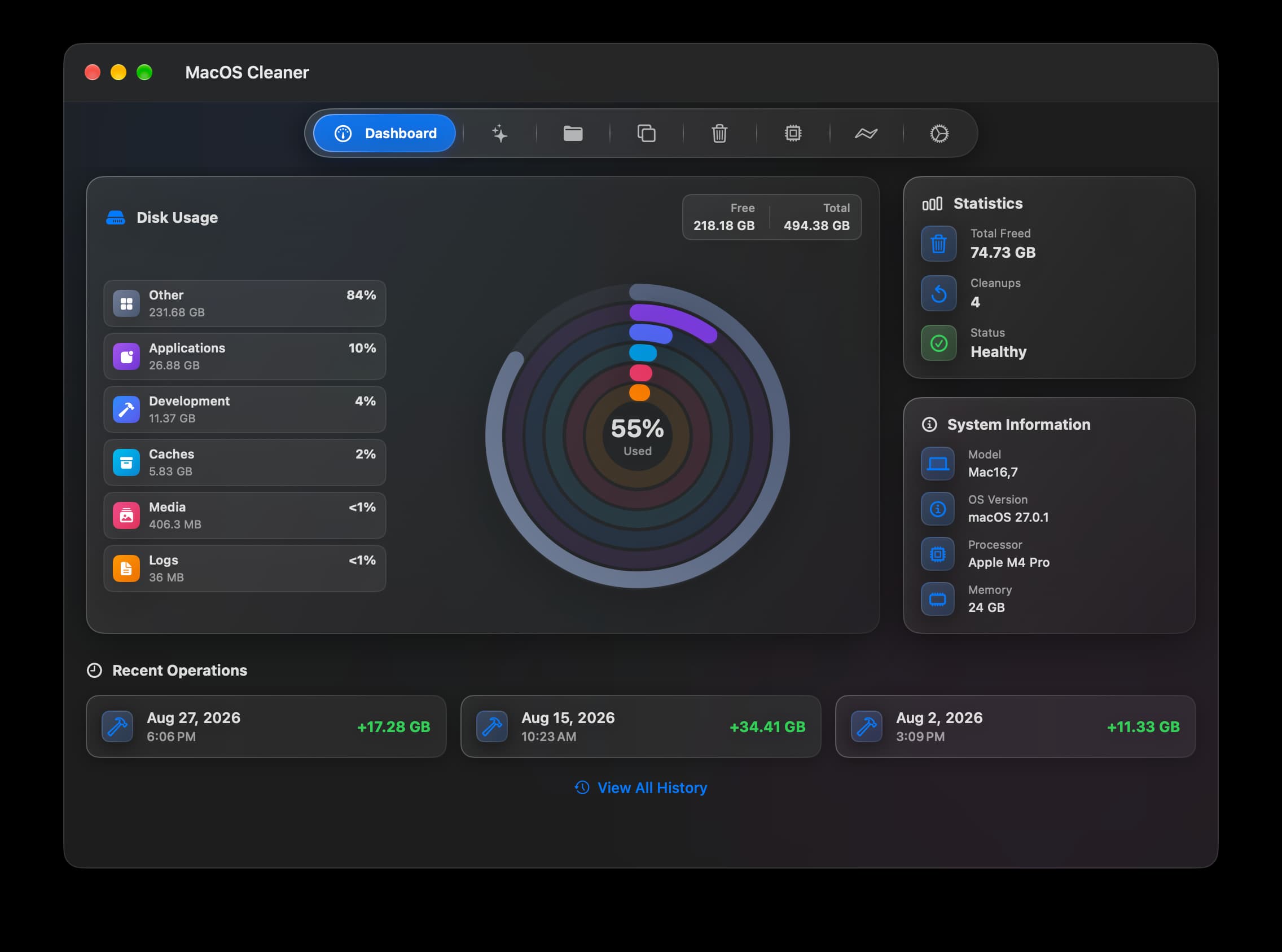 MacOSCleaner screenshot
