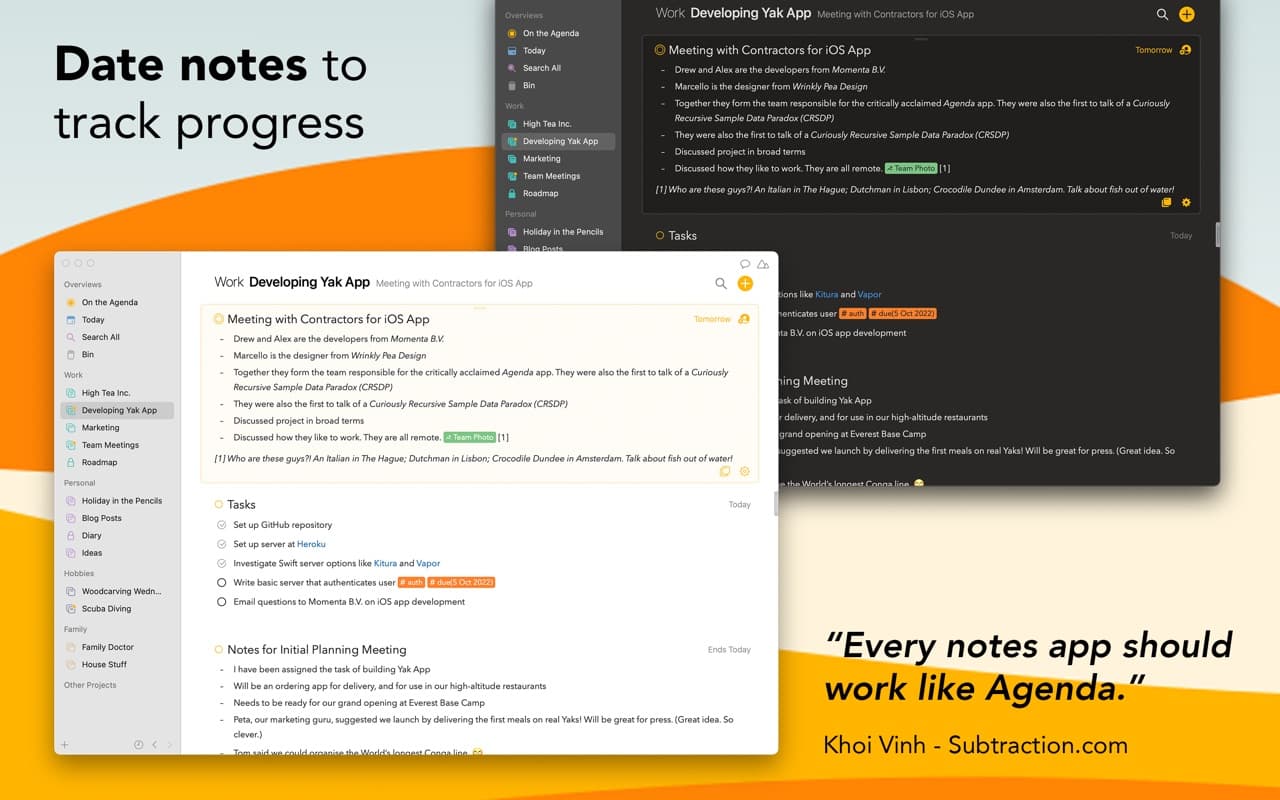 Agenda screenshot