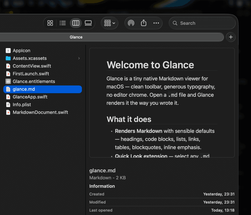 Glance screenshot