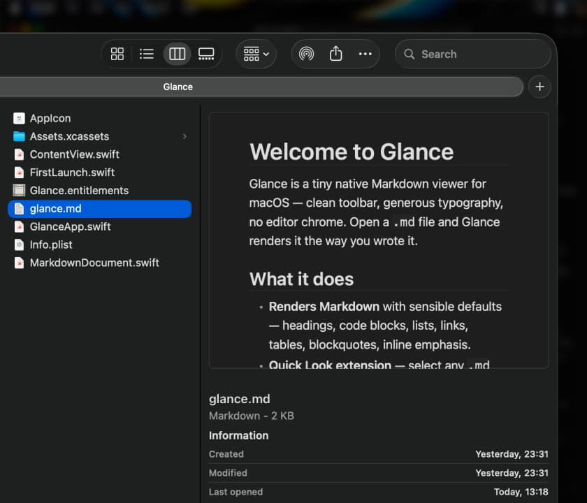 Glance screenshot
