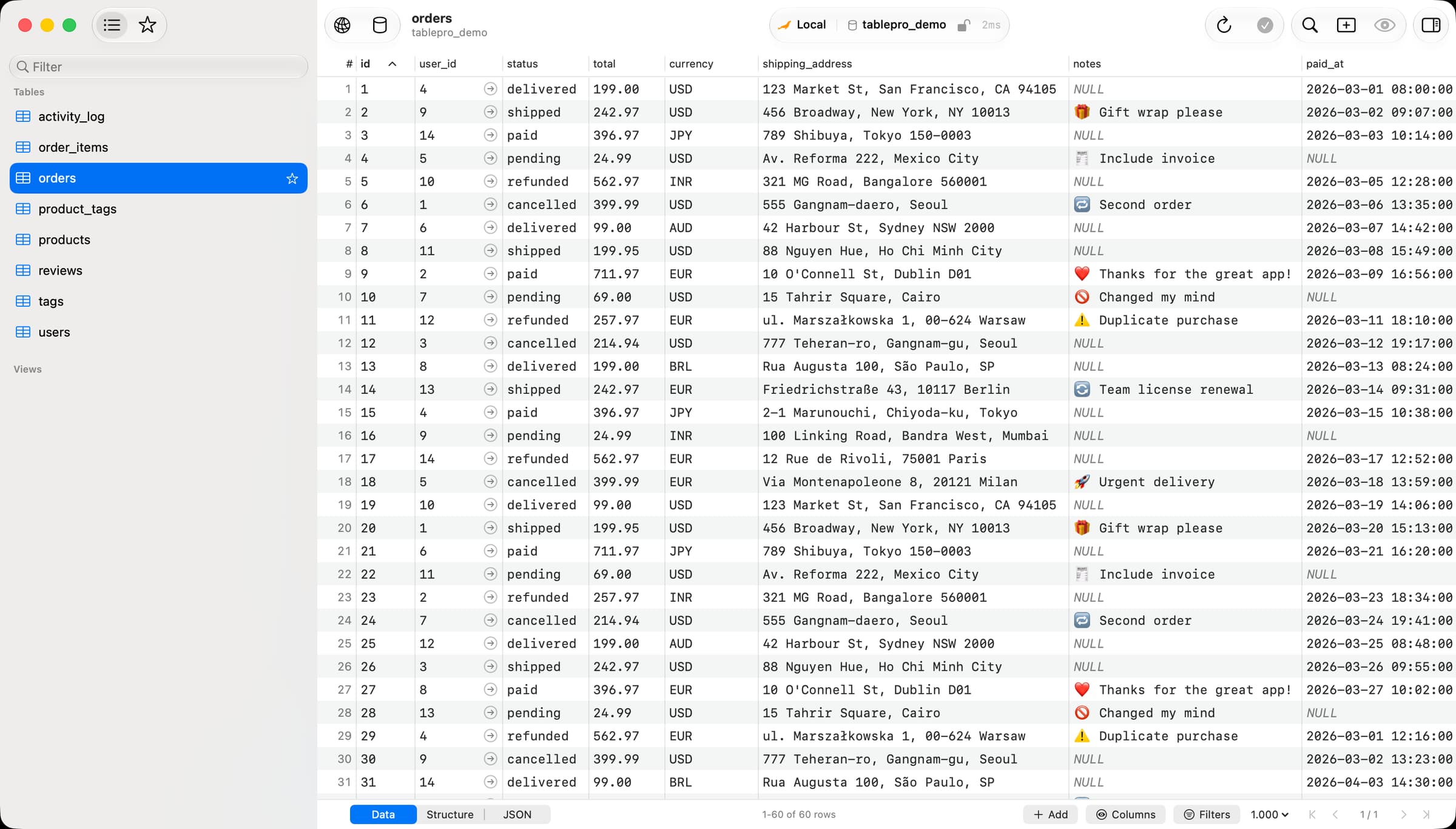 TablePro screenshot