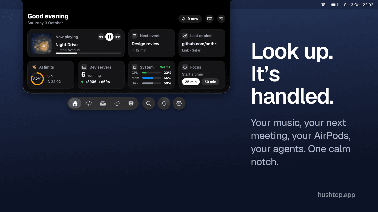 Hushtop screenshot