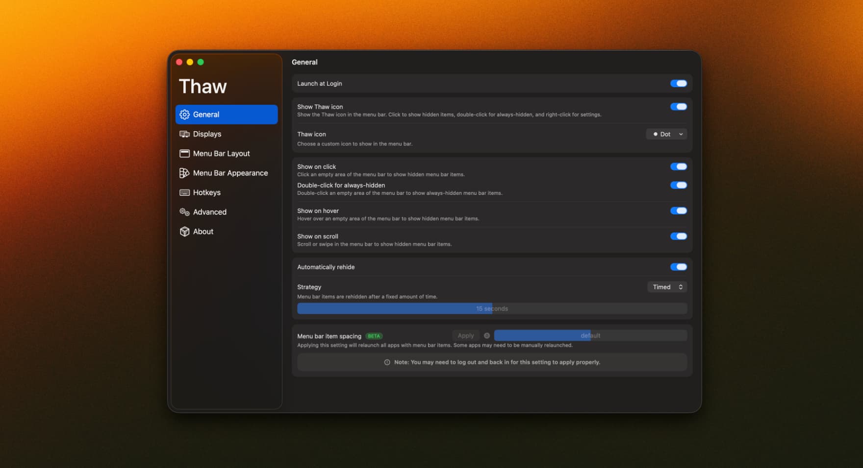 Thaw screenshot 1